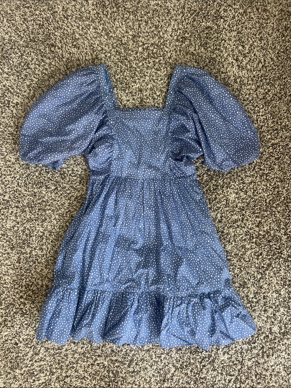 Gianni Bini Blue Polka Dot Puff Sleeve Mini Dress